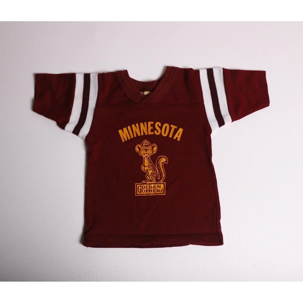 Vintage 80s Minnesota Golden Gophers Kids Jersey Shirt Maroon Size 4 USA